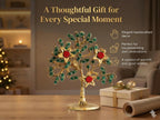 Metal Kalpavriksha Tree for Home Decor - Golden Wish Fulfilling Tree Metal Showpiece for Temple, Vastu, Office Table & Gifting Banyan (No 1 Golden with Stone)