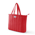 HOUSE OF ORLO Premium Cotton Waffle Quilted Tote Bag, Large Spacious Handbag for College, Office, Work, Travel, Shopping & Daily Use - Red
