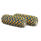 BLOCKS OF INDIA Cotton Hand Block Printed Bolster Cover | Booster Cover with Drawstring | Round Long Pillow Cover for Bed | Dewan Pillow Cover Set 16 X 32 | Set of 2 (Yellow Flower)