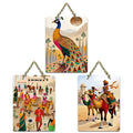 Artvibes Royal Rajasthan Artwork Wooden Art Decoration Item for Living Room | Room Wall Art | Wood Decorative Items | Modern Decoration | Aesthetic Wooden Decor | Ideal Gifts (WH_96121N), Set of 3