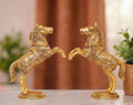 KridayKraft Jumping Horse Set Metal Statue For Wealth,Income,Shining And Bright Future&Table Top Figurine For Living Room,Office,Bedroom,Decorative,Feng Shui&Vanstu,Animal Showpiece Figurines...,Gold