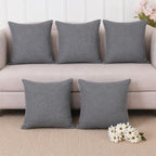 Khooti Jute Cushion Cover, 22x22 (Light Grey)(Pack of 5)
