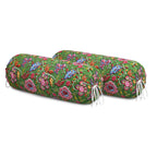 BLOCKS OF INDIA Cotton Hand Block Printed Bolster Cover | Booster Cover with Drawstring | Round Long Pillow Cover for Bed | Dewan Pillow Cover Set 16 X 32 | Set of 2 (Green JAAL)