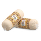 BLOCKS OF INDIA Cotton Hand Block Printed Bolster Cover | Booster Cover with Drawstring | Round Long Pillow Cover for Bed | Dewan Pillow Cover Set 16 X 32 | Set of 2 (Color 39)