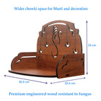 Heartily® Ganesh Diya Beautiful Wooden Pooja Stand Mandir for Home Temple for Office Puja Mandir for Home Wall Product (Height- 9.5, Length- 12, Width-8.5 Inch)