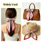 FVALIRD Scarf for Women Stylish - 27.56in Red Striped Square Scarf, Easy Care Polyester Hair Scarf and Bandanas for Women