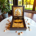 DK trades® Gold Plated Lord Shivji Pooja Box - Premium Gold Shivji for Pooja Box| Pocket Temple Shivji with Charan Paduka| Unique Home, Office