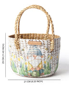 Handwoven Round Seagrass Hamper Basket for Fruits and Home Storage
