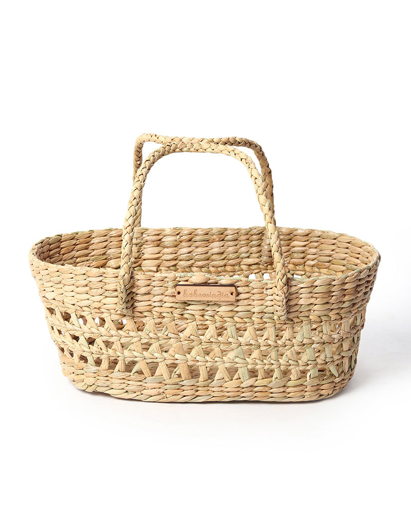 Handwoven Seagrass Gift Hamper Basket for Fruits, Snacks, and Home Gifting