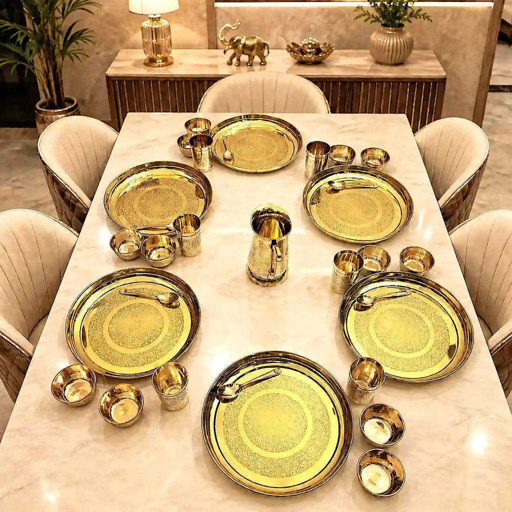 Brass Luxury Dinner Serving Set Vedansh Craft