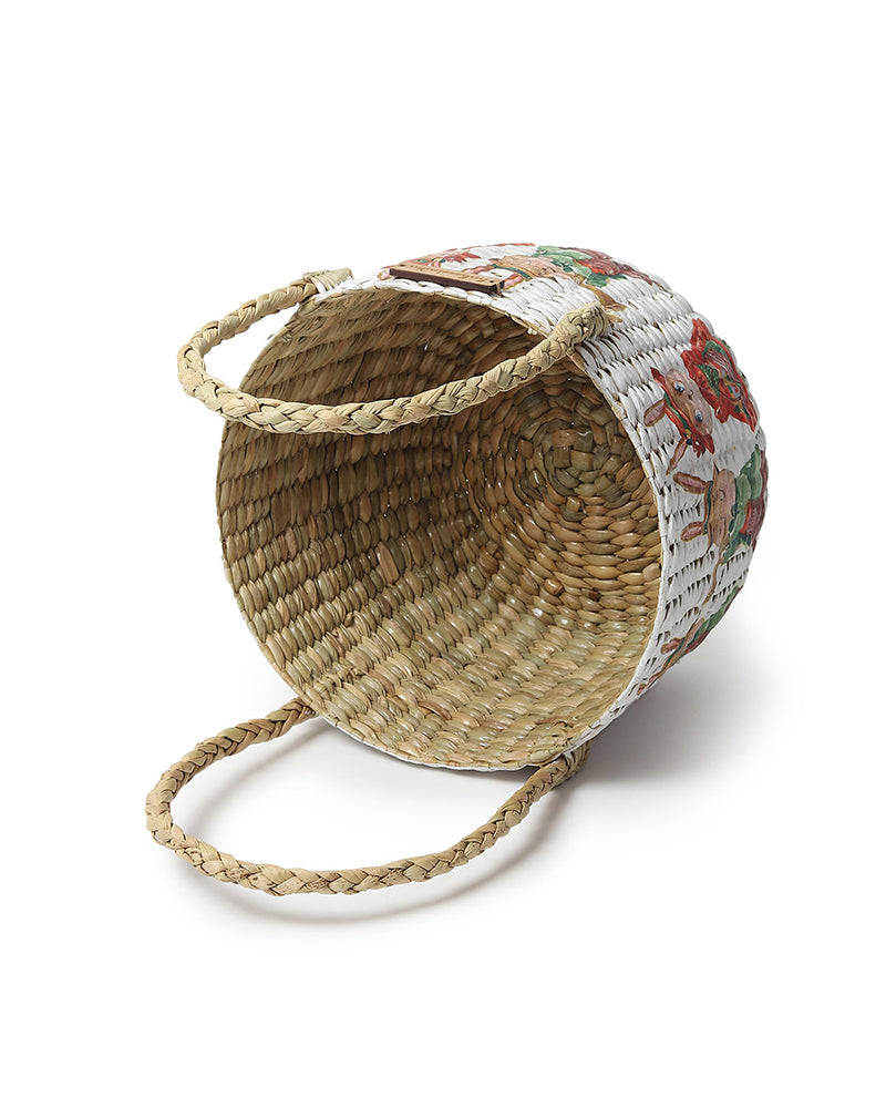 Handwoven Seagrass Round Hamper Basket for Fruits and Home Organization