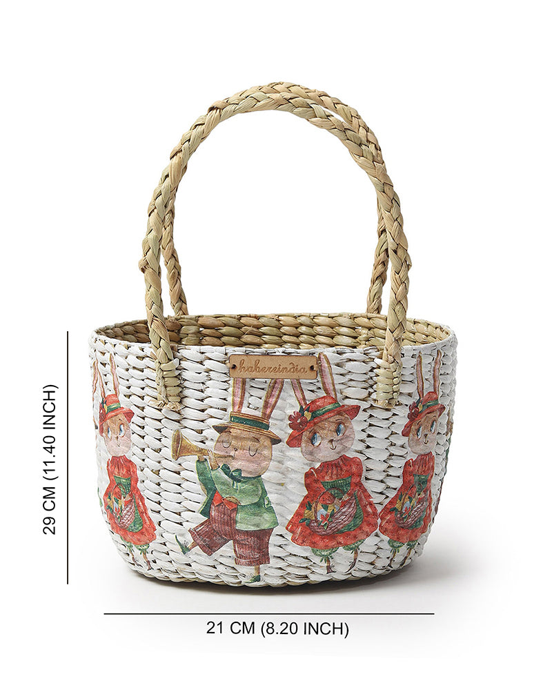 Handwoven Seagrass Round Hamper Basket for Fruits and Home Organization