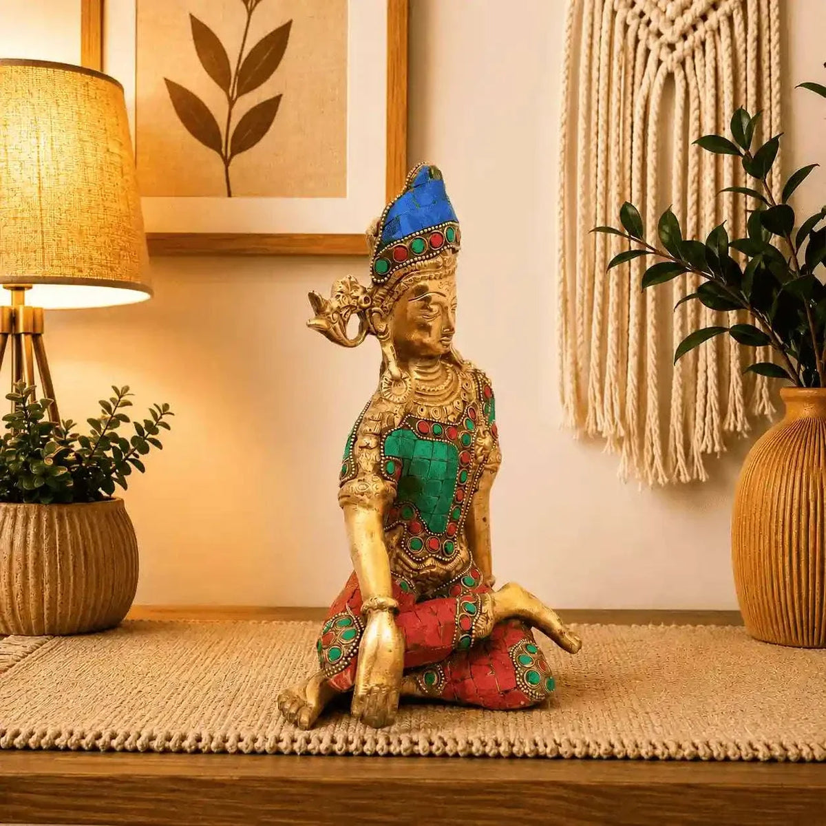 Brass Sitting Indra Dev Idol (9.5 Inch) Vedansh Craft