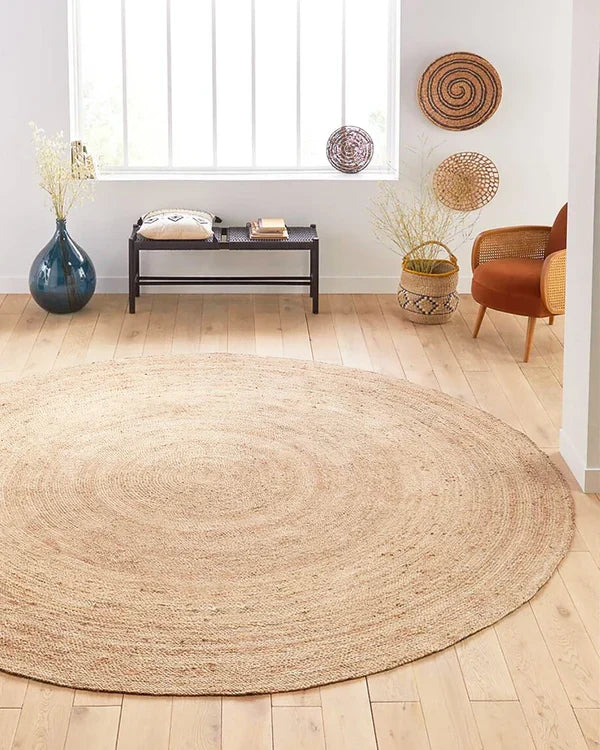 Handwoven Rectangular Jute Carpet For Living Room Decor