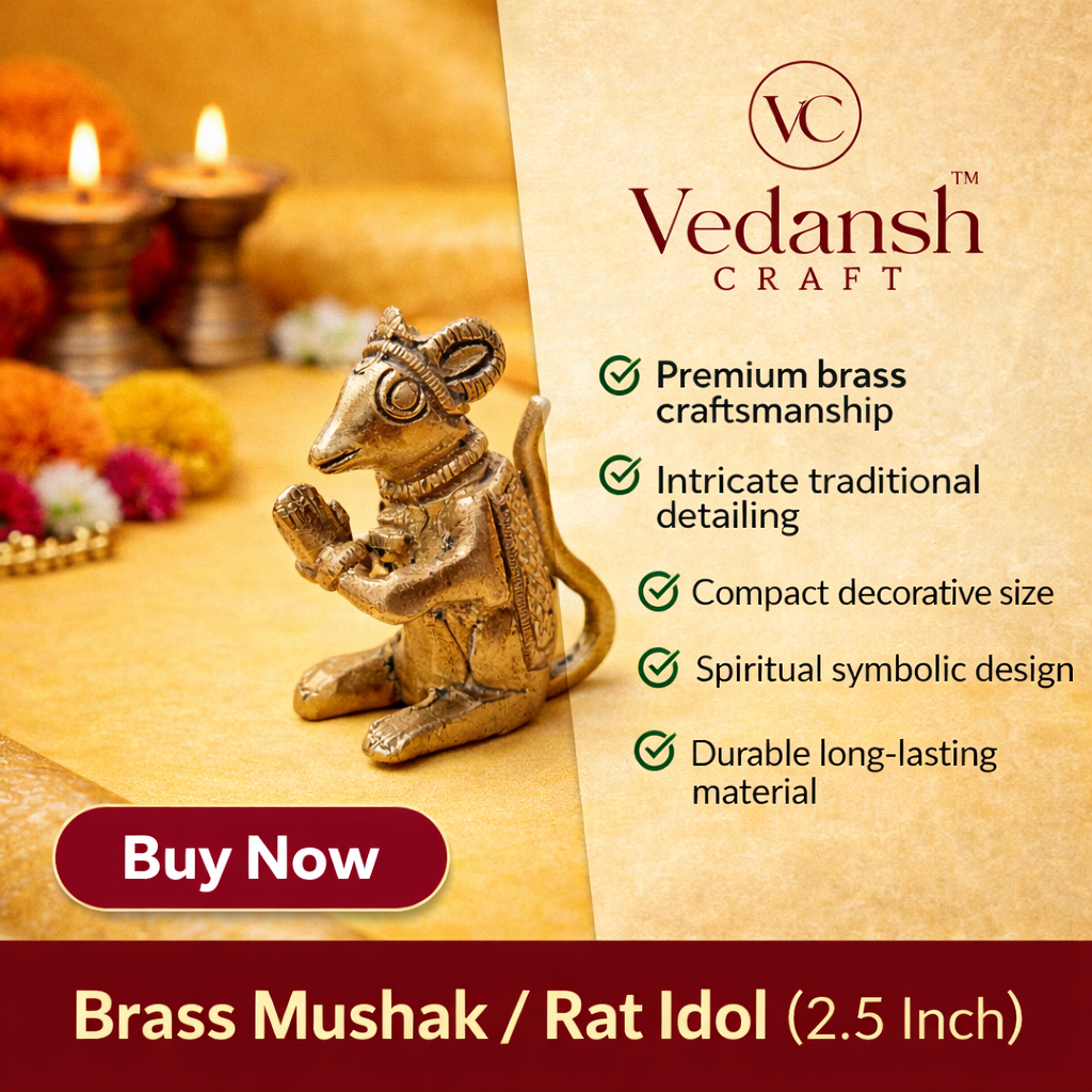 Brass Mushak / Rat Idol (2.5 Inch) Vedansh Craft