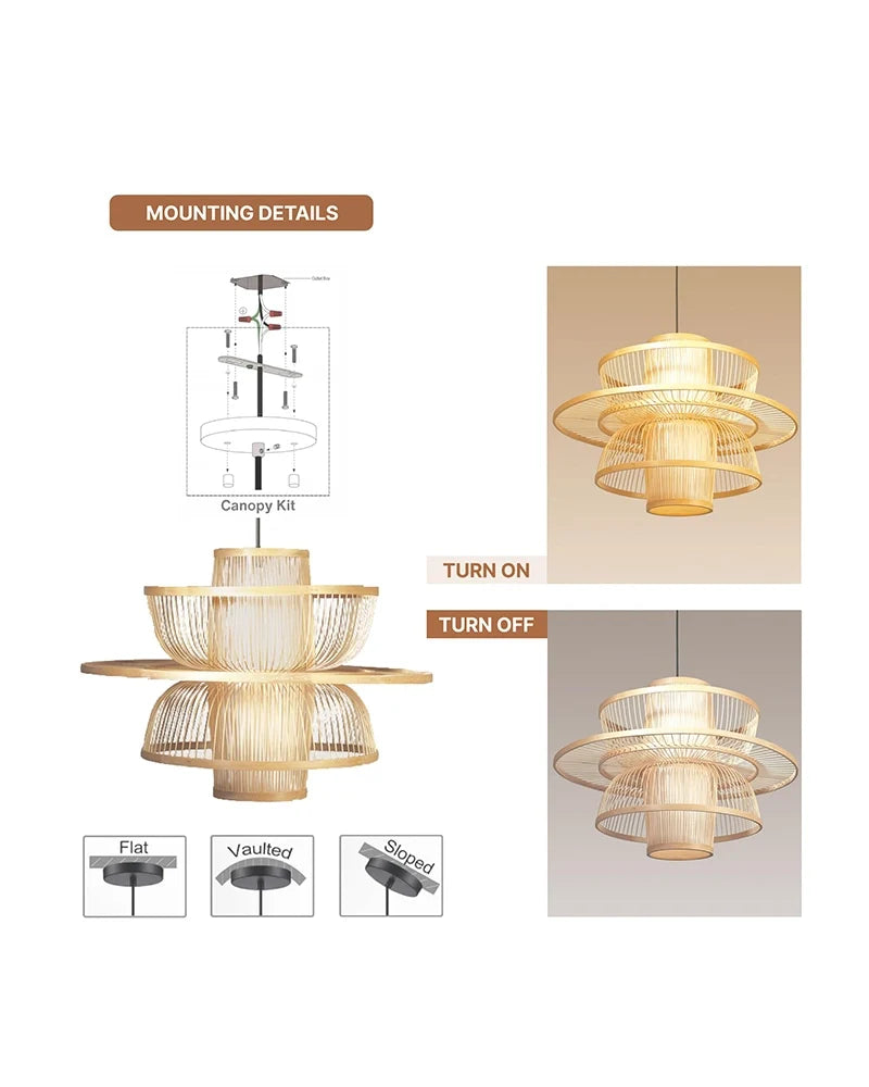 Minimalist Bamboo Ceiling Lamp for Hall and Living Area