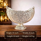 Brass Silver Plated Decorative Basket with Peacock Design (10 Inch) Vedansh Craft