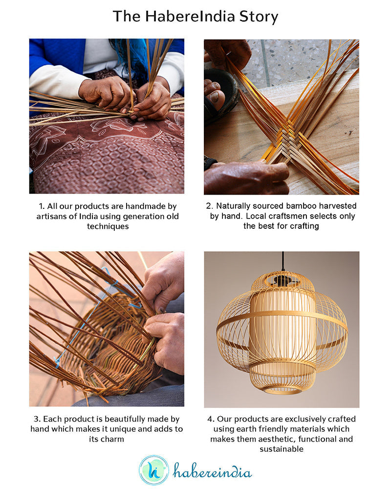 Elegant Bamboo Pendant Lamp for Dining Room and Lounge - Pack of 1