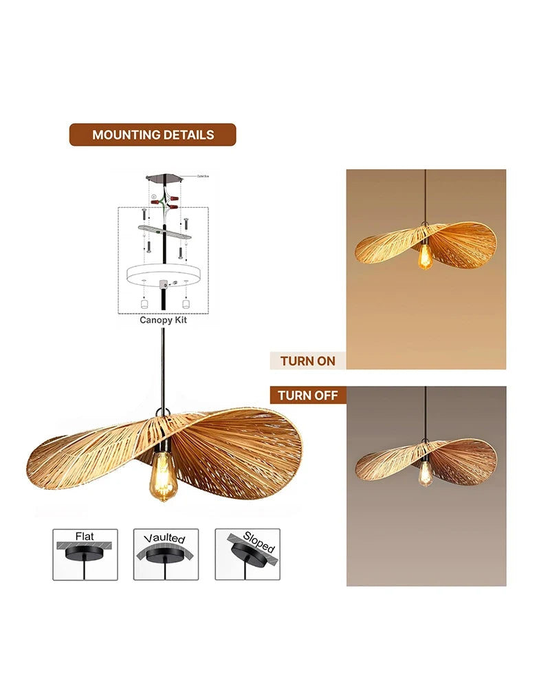 Handmade Raffia Pendant Lamp for Home and Balcony