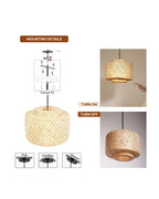 Elegant Cane Hanging Lamp for Living Space and Dining Area