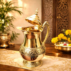 Brass Handcrafted Water Jug With Lid (9.5 Inch) Vedansh Craft