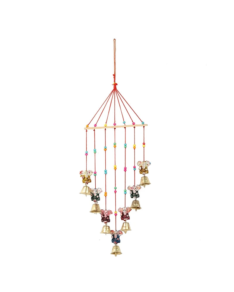 Handmade Ganesha Wind Chime with Bell for Home Decor