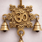 Brass Om Wall Hanging With Bell (7 Inch) Vedansh Craft