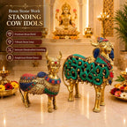 Brass Stone Work Standing Cow Idol Vedansh Craft