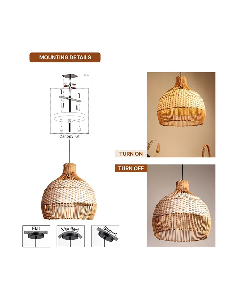 Rattan Hanging Lamps For Living Room and Home Decoration