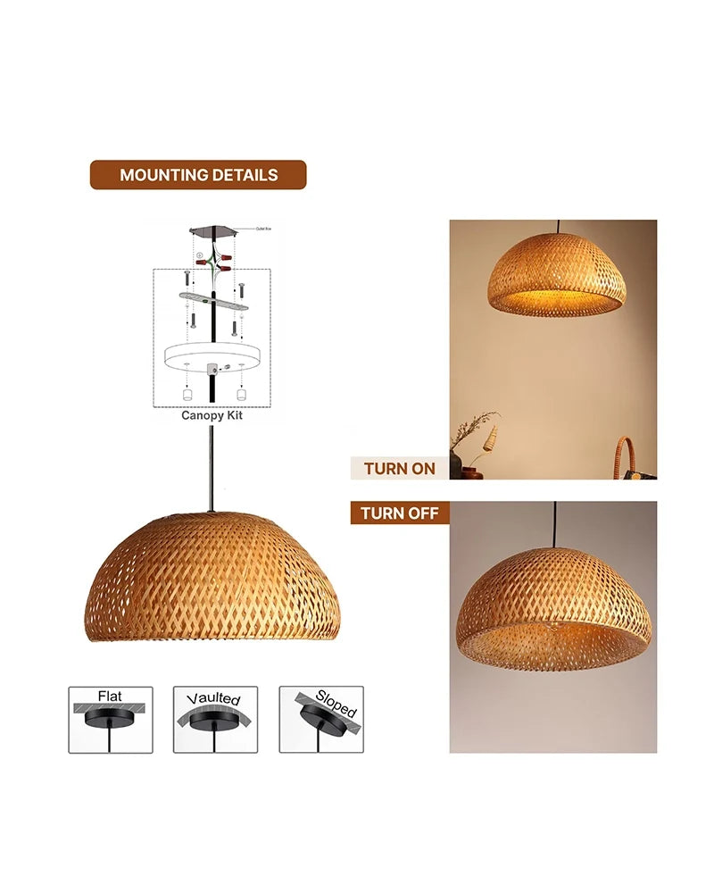 Natural Bamboo Pendant Lamp for Bedroom and Living Room
