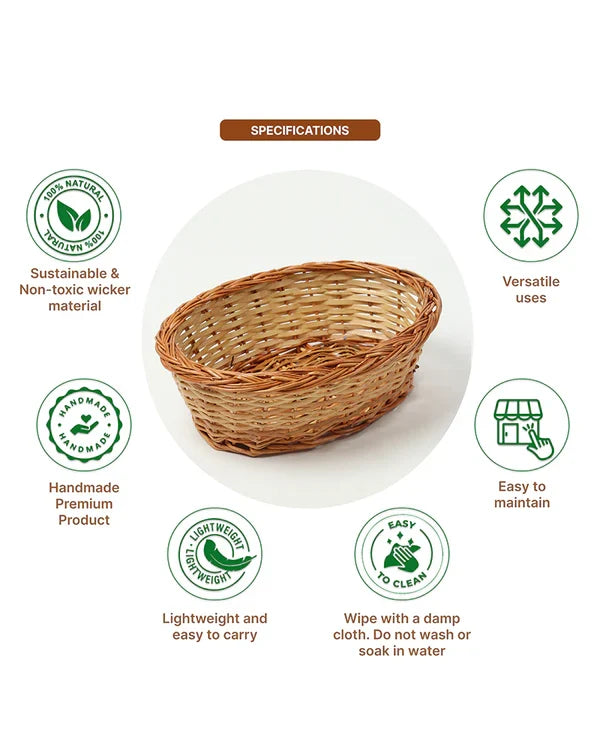 Wicker Fruit and Storage Baskets for Kitchen, Cane Gift Hamper