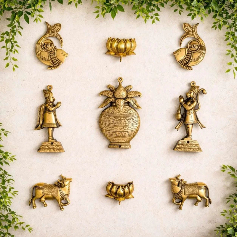 Brass Handcrafted Wall Decor Hanging Set (8.5 Inch) Vedansh Craft