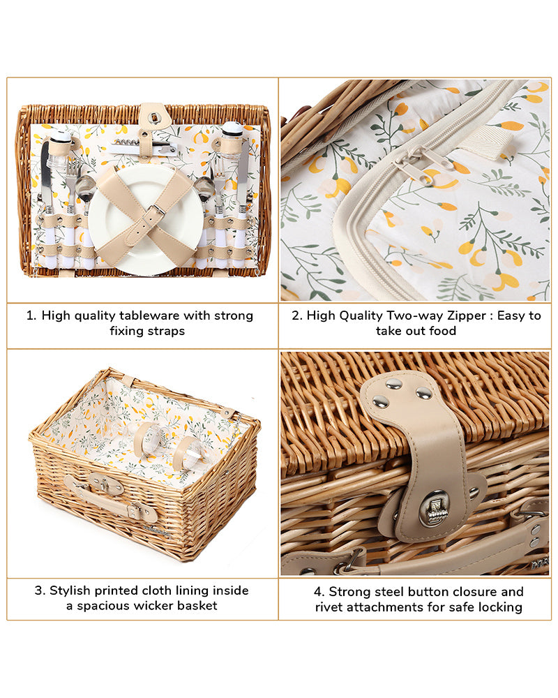 Wicker Picnic Basket for Lunch, Food Storage & Outdoor Adventures