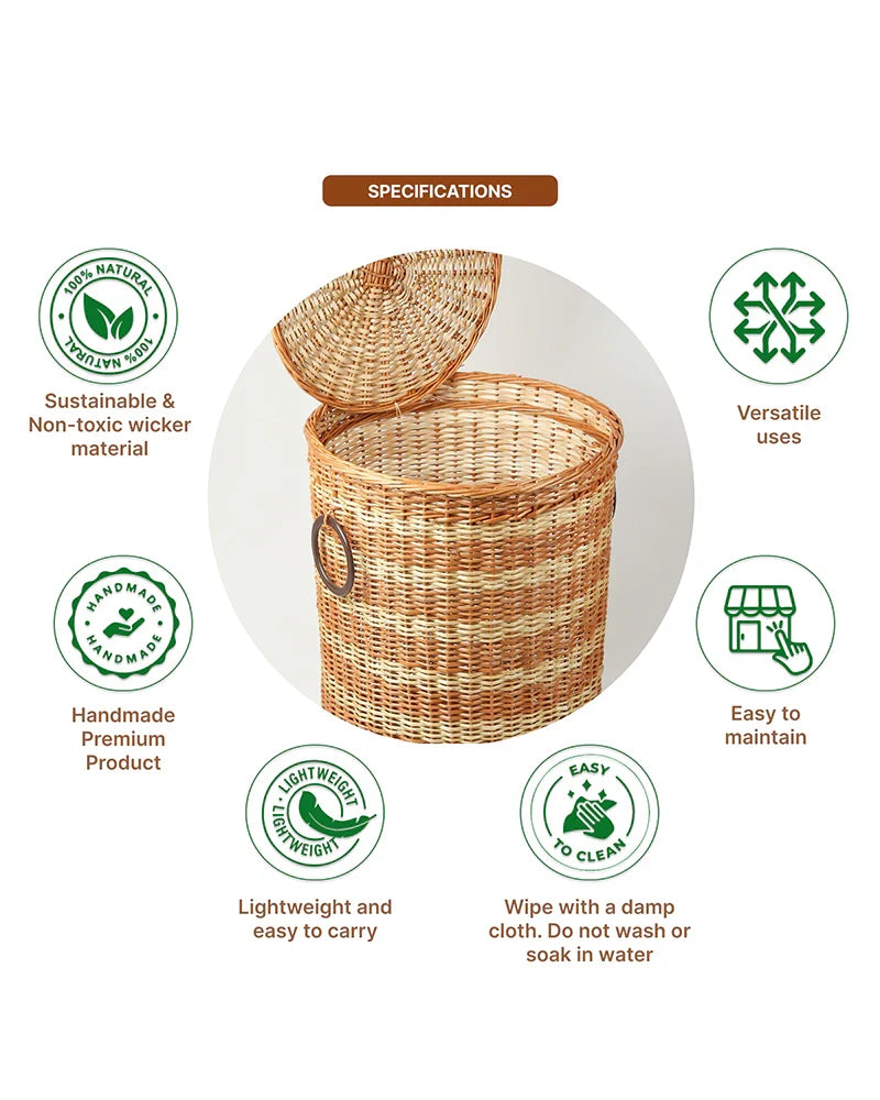 Wicker Laundry Basket for Clothes, Durable Clothes Storage Basket