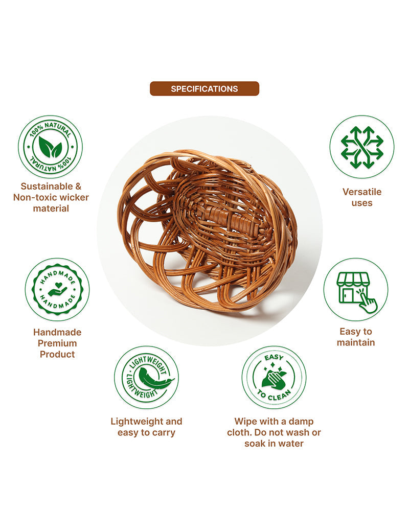 Wicker Fruit and Storage Baskets, Cane Gift Hamper for Kitchen and Home