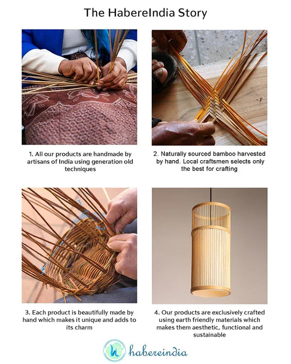Boho Bamboo Hanging Lamp for Cafe and Home Interiors