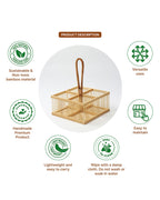 Multi-Purpose Bamboo Spoon Stand Caddy - Kitchen and Table Organiser