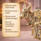 Brass Lightweight Kamdhenu Cow With Calf Idol (4 Inch) Vedansh Craft