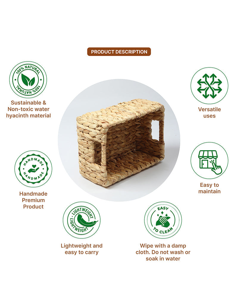 Water Hyacinth Versatile Organizing Storage Baskets for Kitchen, Shelf, and Home Use