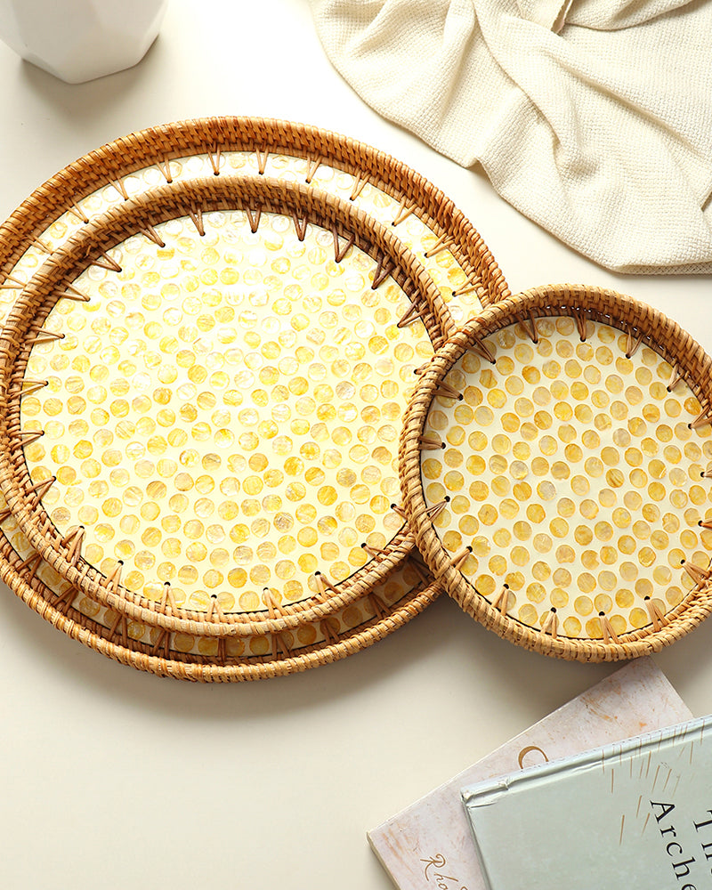Rattan Decorative Tray for Serving, Gifting, and Home Display