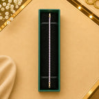 Thin Linear CZ Tennis Bracelet for Women | Gold-Tone Clasp, Gift Box Vedansh Craft