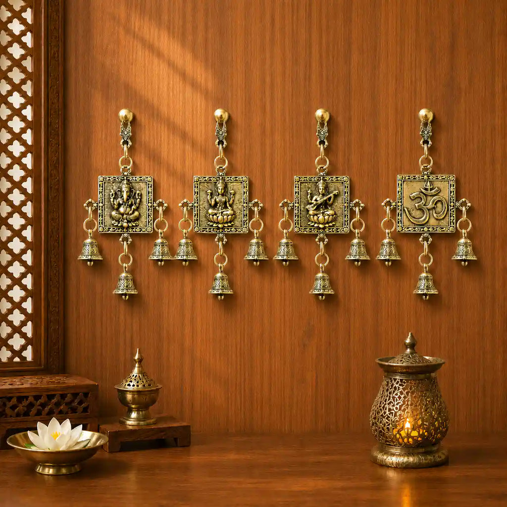 Brass Lightweight Wall Hanging With Bell (6 Inch) Vedansh Craft
