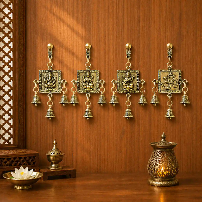 Brass Lightweight Wall Hanging With Bell (6 Inch) Vedansh Craft