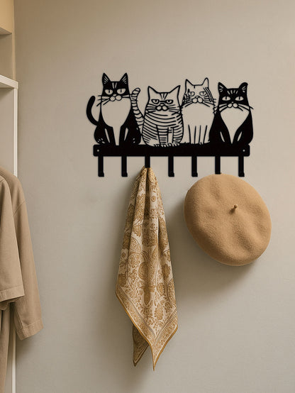 1PC Cute Cat Wall Hook-Adorable Kitty Decor For Home, Strong Metal Wall Hooks