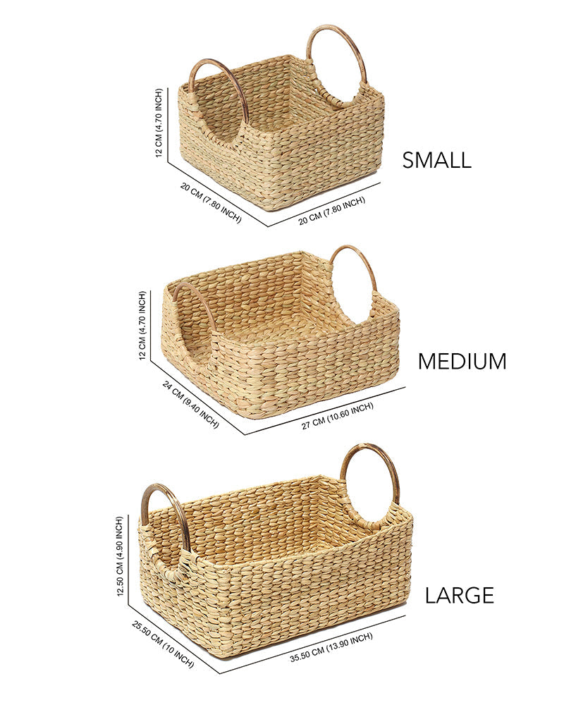 Seagrass Storage Basket with Cane Handles for Kitchen and Living Room