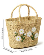Handmade Seagrass Embroidery Handbag for Shopping, Storage & Everyday Use