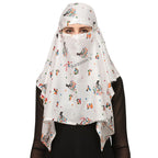 7 season's Girls Cotton Long Scarf Cum Mask With Tie Closer Usable For Vehical Driver White Printed Design Universal Size For Girl & Woman (S_Abcd), Female