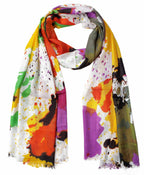Fabtone Women’s Scarf/Stole | Yellow & Purple Multi Splash Print | Soft Lightweight Fabric | 70x180 cm | All-Season Stylish Wrap | Dust & Sun Protection | Trendy Fashion Accessory