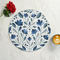 LaVichitra Cotton Table Placemat | Dining Table Mat | Bed Side Table Mat | Cotton Round Shape Placemats | Washable PlaceMat for Shelves & Plant Pots - Pack of 4, Botanical Print Kafalo