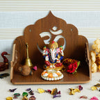 eCraftIndia Om Design Wooden Temple for Home Office | Home Temple Pooja Mandir | Small Temple Gift for Diwali Housewarming